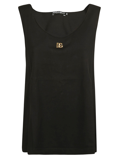 Shop Dolce & Gabbana Logo Chest Tank Top In Black