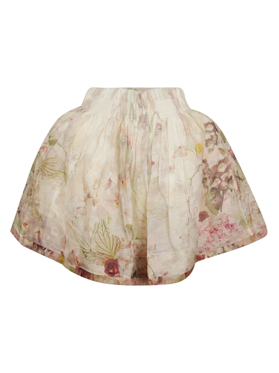 Shop Zimmermann Dancer Flip Skirt In Alabaster Garden Floral