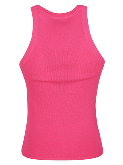 Shop Msgm Sleeveless Knit Plain Top In Pink