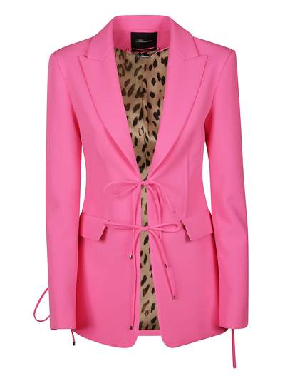 Shop Blumarine Tie Detail Plain Blazer In Fuxia