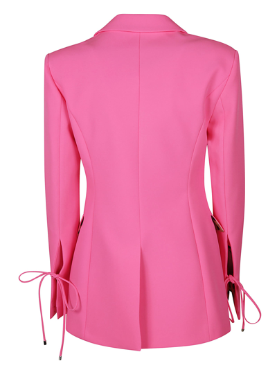 Shop Blumarine Tie Detail Plain Blazer In Fuxia