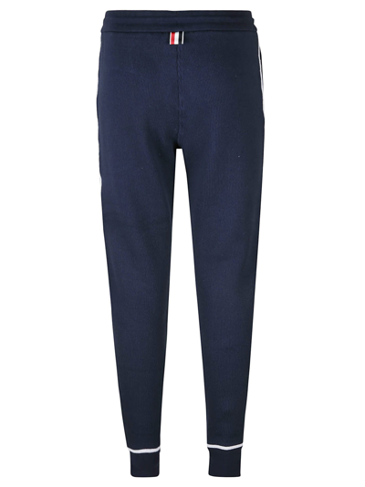 Shop Thom Browne Contrast Cover Stitch Track Pants In Navy