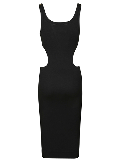 Shop Versace Jeans Couture Buckled Strap Cut-out Detail Slim Dress In Black