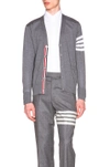 THOM BROWNE CLASSIC V NECK CARDIGAN IN GRAY.,MKC002A 00014