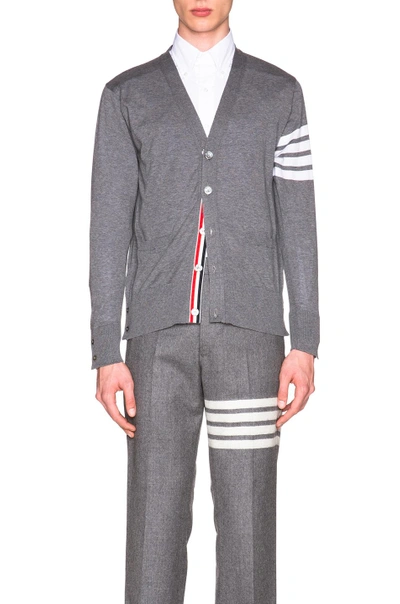 Shop Thom Browne Classic V Neck Cardigan In Gray. In Medium Grey