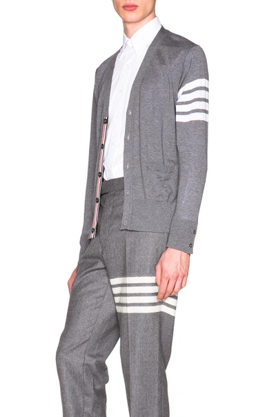 Shop Thom Browne Classic V Neck Cardigan In Gray. In Medium Grey