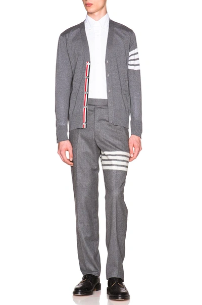 Shop Thom Browne Classic V Neck Cardigan In Gray. In Medium Grey