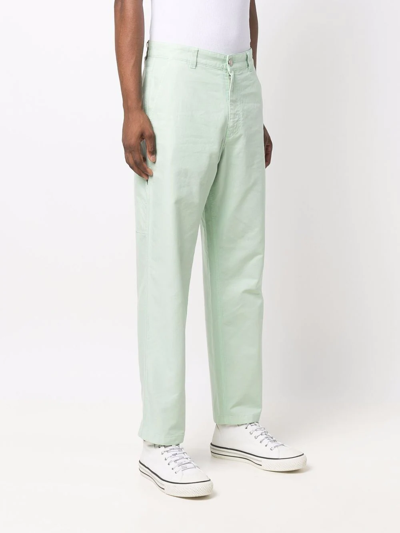 Shop Ami Alexandre Mattiussi Contrast-stitch Worker Trousers In Green