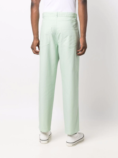 Shop Ami Alexandre Mattiussi Contrast-stitch Worker Trousers In Green
