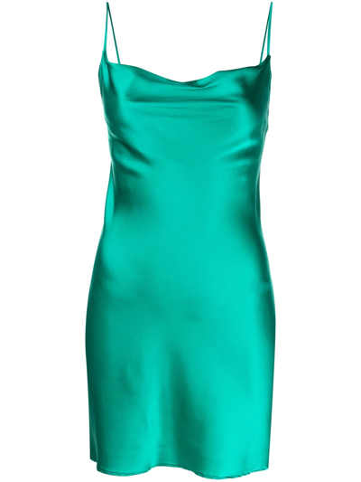 Shop Fleur Du Mal Cowl-neck Mini Slip Dress In Green