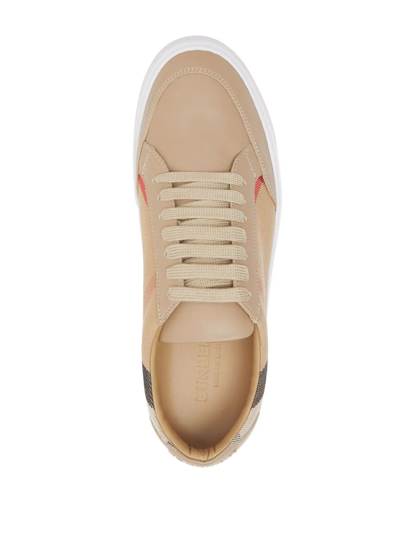 Shop Burberry House Check Low-top Sneakers In Brown