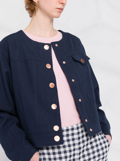Shop See By Chloé Logo-button Cropped Jacket In Blue