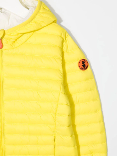 Shop Save The Duck Padded Logo Patch Jacket In Yellow