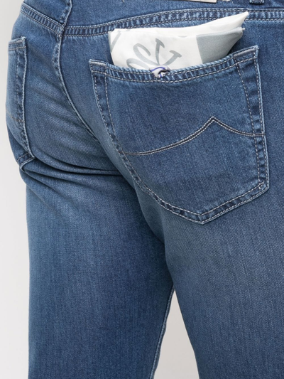 Shop Jacob Cohen Washed Straight-leg Jeans In Blue