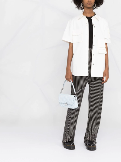 Michael Kors Bradshaw Logo-debossed Shoulder Bag In Blue