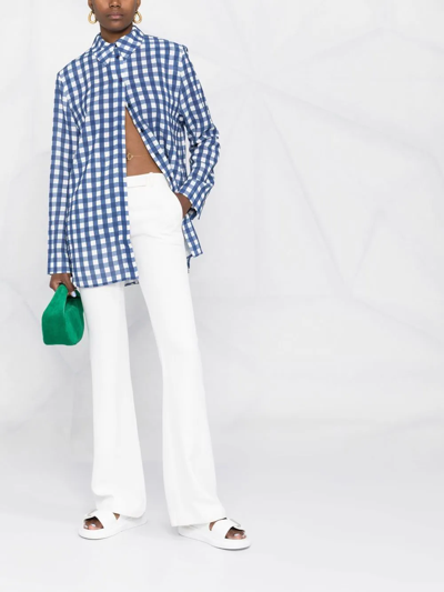 Shop Jacquemus Open Front Gingham Shirt In Blue
