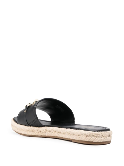 Shop Michael Michael Kors Izzy Logo-plaque Slide Sandals In Black