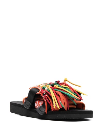 Alanui X Suicoke Fringed Canvas-strap Slides In Orange