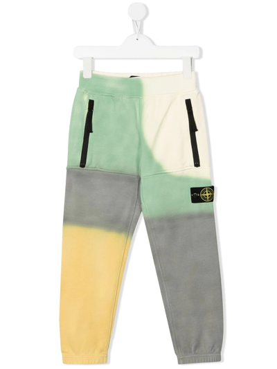 Shop Stone Island Junior Colour-block Track Pants In Yellow