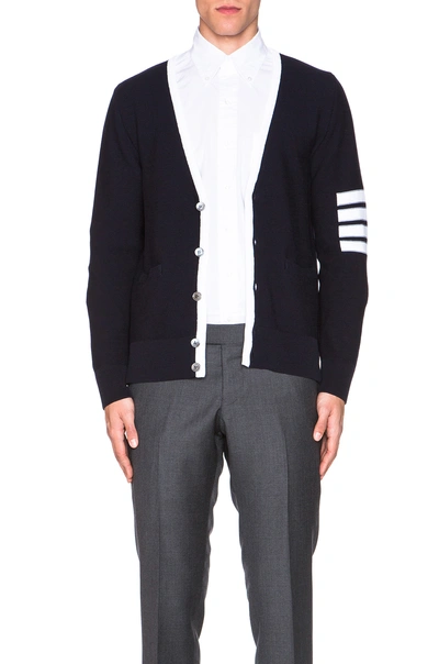 Thom Browne Intarsia Stripes Cashmere Short Cardigan In Black