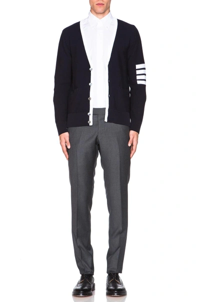 Shop Thom Browne Link Stitch Cardigan In Navy