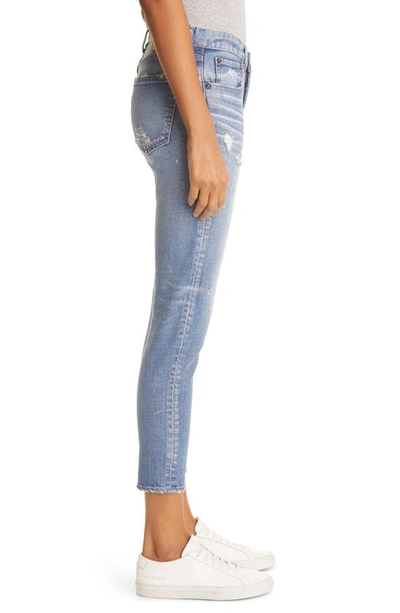 Shop Moussy Gleedsville Distressed Skinny Jeans In Light Blue