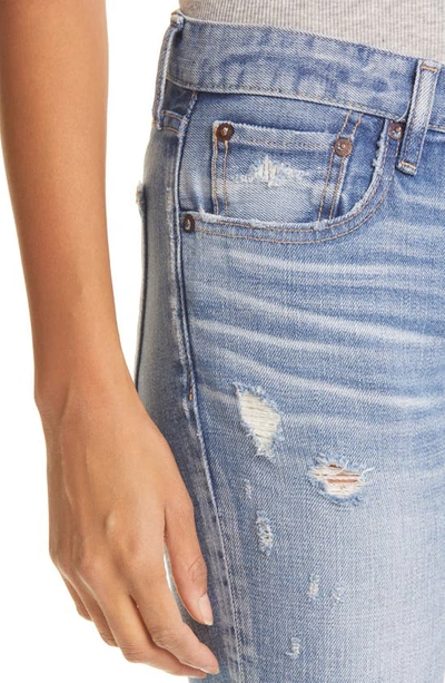 Shop Moussy Gleedsville Distressed Skinny Jeans In Light Blue