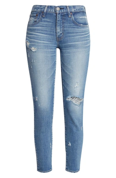 Shop Moussy Gleedsville Distressed Skinny Jeans In Light Blue