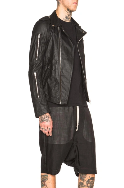 Rick Owens Zipped Stooges Leather Jacket In Black | ModeSens