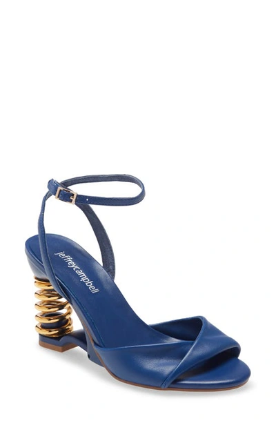 Shop Jeffrey Campbell Sprung Spring Heel Sandal In Blue / Gold
