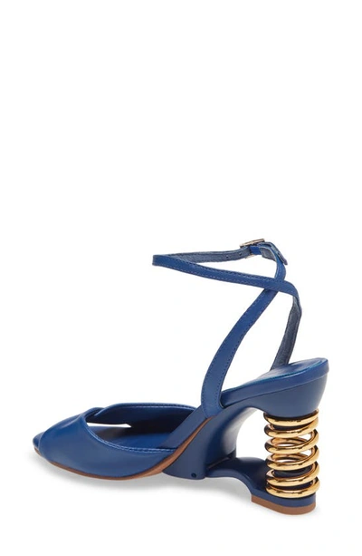 Shop Jeffrey Campbell Sprung Spring Heel Sandal In Blue / Gold