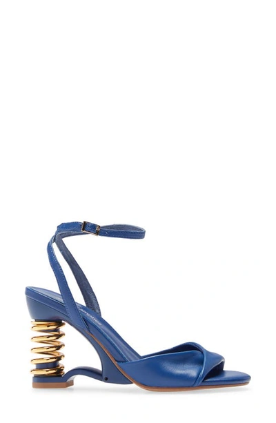 Shop Jeffrey Campbell Sprung Spring Heel Sandal In Blue / Gold