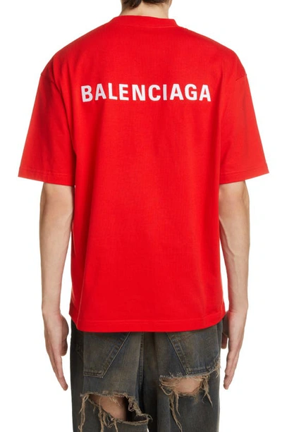 Shop Balenciaga Classic Embroidered Logo T-shirt In Red / White