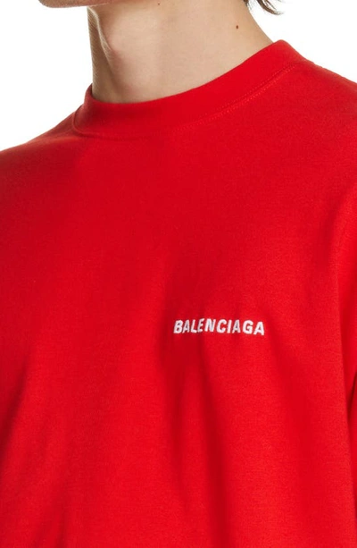 Shop Balenciaga Classic Embroidered Logo T-shirt In Red / White