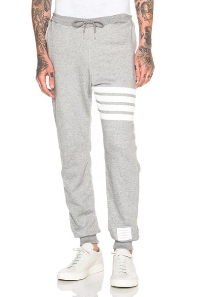 Shop Thom Browne Classic Cotton Sweatpants In Light Heather Grey