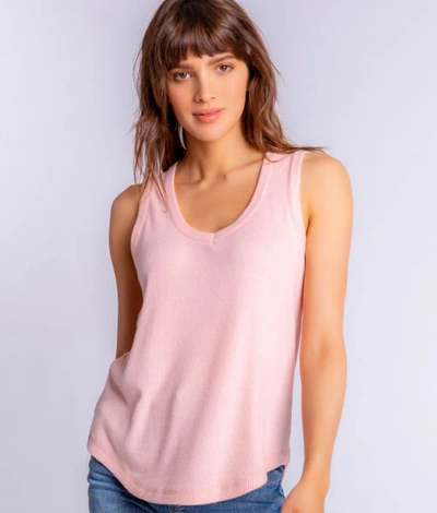 Shop Pj Salvage Textured Essentials V-neck Ribbed Knit Tank In Dusty Rose