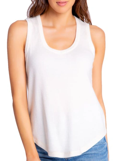 Shop Pj Salvage Textured Essentials V-neck Ribbed Knit Tank In Stone