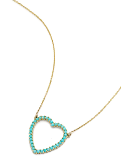 Shop Jennifer Meyer 18kt Yellow Gold Turquoise Large Open Heart Pendant Necklace In Black