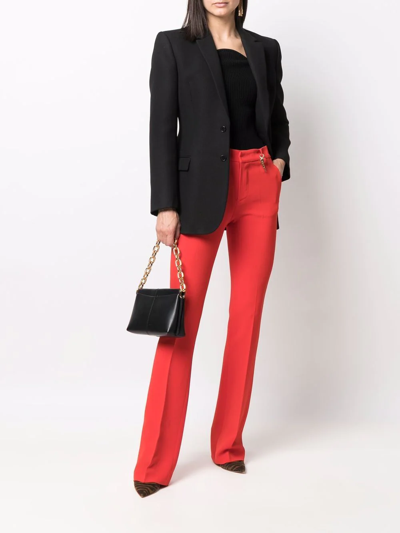Roberto Cavalli Tiger Tooth-detailed Flared Trousers In Red