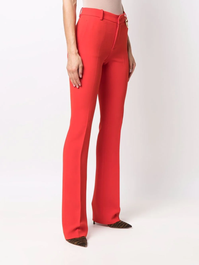 Roberto Cavalli Tiger Tooth-detailed Flared Trousers In Red