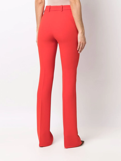 Roberto Cavalli Tiger Tooth-detailed Flared Trousers In Red