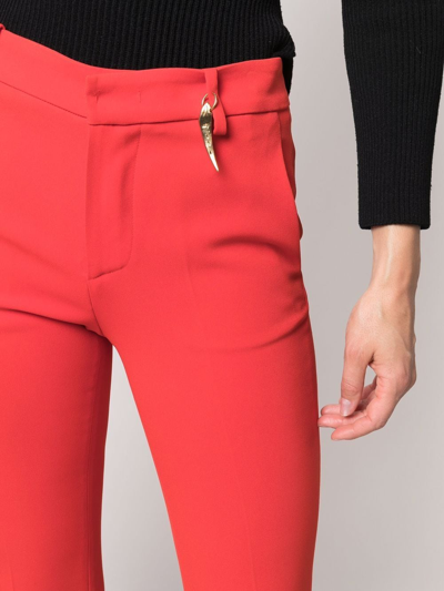 Roberto Cavalli Tiger Tooth-detailed Flared Trousers In Red