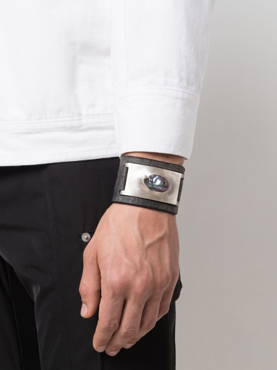 Parts Of Four Amulet Pearl-detail Leather Cuff In Grau