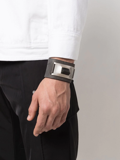 Parts Of Four Amulet Leather Cuff In Grau