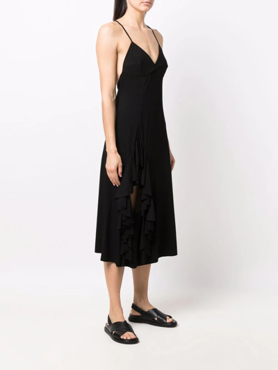 Shop Loewe Ruffle-detail Midi Dress In Black