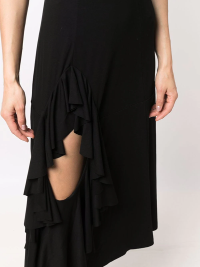 Shop Loewe Ruffle-detail Midi Dress In Black