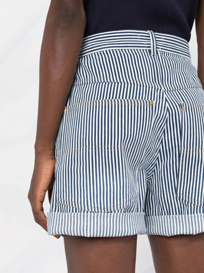Shop Isabel Marant Striped High-waisted Shorts In Blau