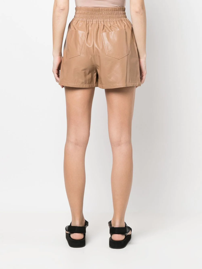 Stand Studio Elasticated Faux Leather Shorts In Nude