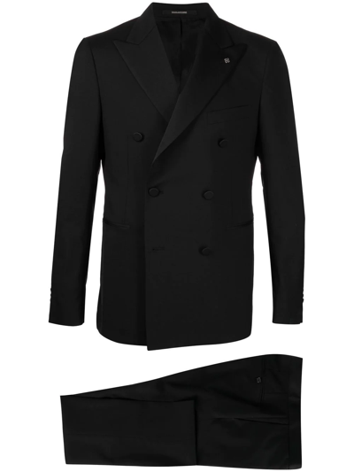 Shop Tagliatore Double Breasted Suit In Schwarz