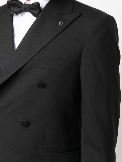 Shop Tagliatore Double Breasted Suit In Schwarz
